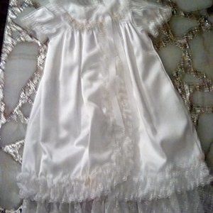 Elegant Embellished & Lace Baptismal Dress & Cap/+